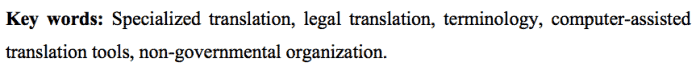 Translation of texts for non-governmental organizations key words