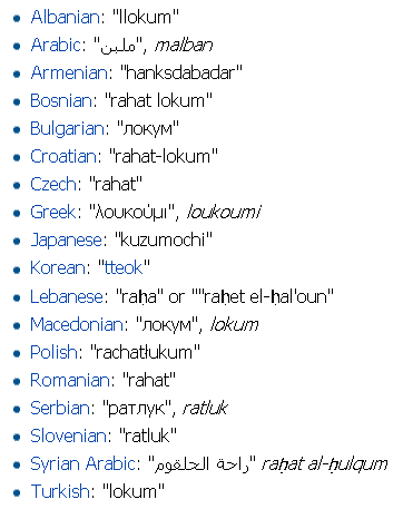 Turkish Delight in other languages
